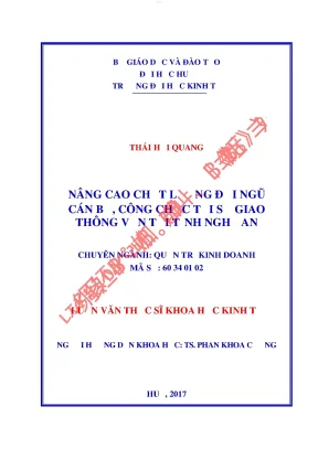 Nâng cao chất lượng đội ngũ cán bộ công chức tại sở giao thông vận tải tỉnh nghệ an