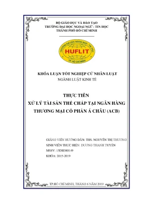 Thực tiễn xử lý tài sản thế chấp tại ngân hàng thương mại cổ phần á châu acb