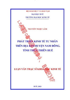 Phát triển kinh tế tư nhân trên địa bàn huyện nam đông tỉnh thừa thiên huế