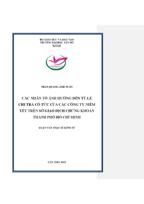 Các nhân tố ảnh hưởng đến tỷ lệ chi trả cổ tức của các công ty niêm yết trên sở giao dịch chứng khoán thành phố hồ chí minh