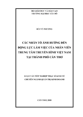 Các nhân tố ảnh hưởng đến động lực làm việc của nhân viên trung tâm truyền hình việt nam tại thành phố cần thơ