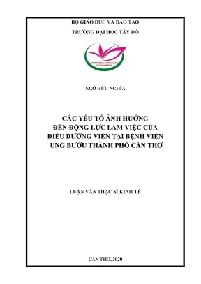 Các yếu tố ảnh hưởng đến động lực làm việc của điều dưỡng viên tại bệnh viện ung bướu thành phố cần thơ