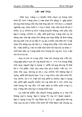 Giải pháp nâng cao nghiệp vụ hoạt động huy động vốn tại ngân hàng công thương tỉnh hà tây 1