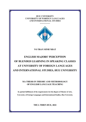 English majors perception of blended learning in speaking classes at university of foreign languages and international studies hue university