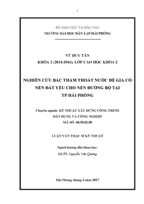 Luận văn thạc sĩ nghiên cứu bấc thấm thoát nước để gia cố nền đất yếu cho nền đường bộ tại tp hải phòng
