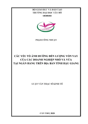 Các yếu tố ảnh hưởng đến lượng vốn vay của các doanh nghiệp nhỏ và vừa tại ngân hàng trên địa bàn tỉnh hậu giang
