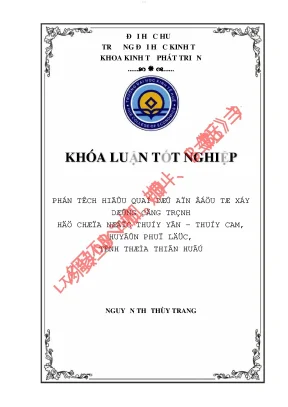 Phân tích hiệu quả dự án đầu tư xây dựng công trình hồ chứa nước thủy yên thủy cam