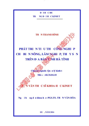 Phát triển tiểu thủ công nghiệp chế biến nông lâm nghiệp thủy sản trên địa bàn tỉnh hà tĩnh