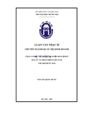 Chất lượng nhân lực tại ngân hàng tmcp đầu tư và phát triển việt nam chi nhánh từ sơn