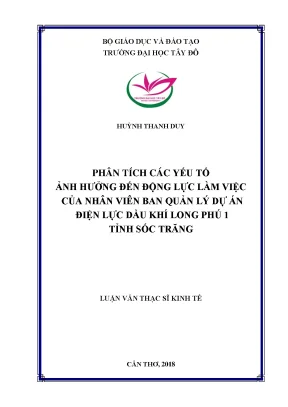 Phân tích các yếu tố ảnh hƣởng đến động lực làm việc của nhân viên ban quản lý dự án điện lực dầu khí long phú 1 tỉnh sóc trăng