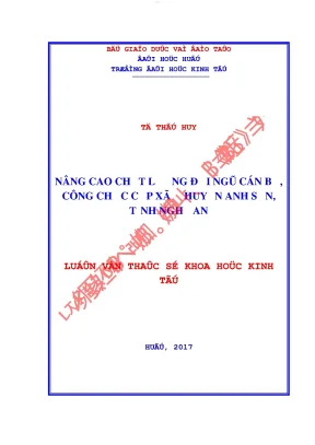 Nâng cao chất lượng đội ngũ cán bộ công chức cấp xã ở huyện anh sơn tỉnh nghệ an