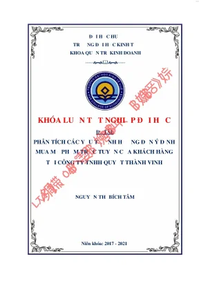 Phân tích các yếu tố ảnh hưởng đến ý định mua mỹ phẩm trực tuyến của khách hàng tại công ty tnhh quyết thành vinh