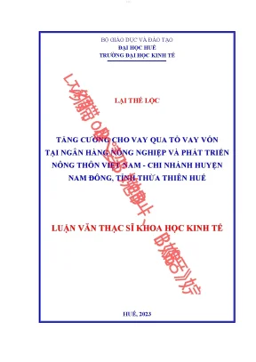 Tăng cường cho vay qua tổ vay vốn tại ngân hàng nông nghiệp và phát triển nông thôn việt nam chi nhánh huyện nam đông tỉnh thừa thiên huế