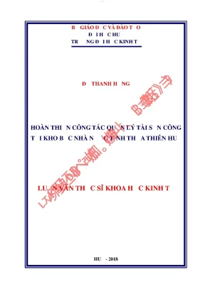 Hoàn thiện công tác quản lý tài sản công tại kho bạc nhà nước tỉnh thừa thiên huế
