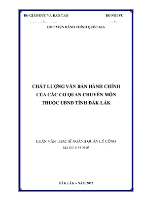 Chất lượng văn bản hành chính của các cơ quan chuyên môn thuộc ubnd tỉnh đắk lắk