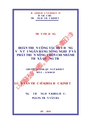 Hoàn thiện công tác huy động vốn tại ngân hàng nông nghiệp và phát triển nông thôn chi nhánh thị xã quảng trị