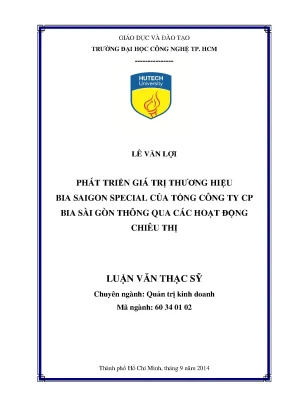 Phát triển giá trị thương hiệu saigon special của tổng công ty cp bia sài gòn thông qua các hoạt động chiêu thị