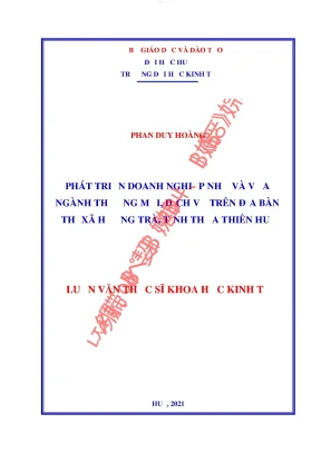 Phát triển doanh nghiệp nhỏ và vừa ngành thương mại dịch vụ trên địa bàn thị xã hương trà tỉnh thừa thiên huế