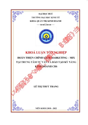 Hoàn thiện chính sách marketing mix tại trung tâm tư vấn và đào tạo kỹ năng kinh doanh cbs
