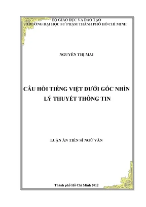 Câu hỏi tiếng việt dưới góc nhìn lý thuyết thông tin