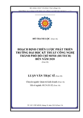 Hoạch định chiến lược phát triển trường đại học kỹ thuật công nghệ tphcm hutech đến năm 2020