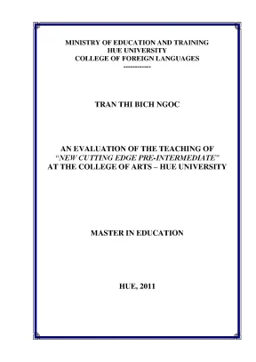 An evaluation of the teaching of new cutting edge pre intermediate at the college of arts hue university