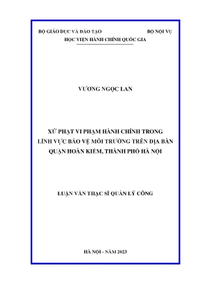 Xử phạt vi phạm hành chính trong lĩnh vực bảo vệ môi trường trên địa bàn quận hoàn kiếm thành phố hà nội