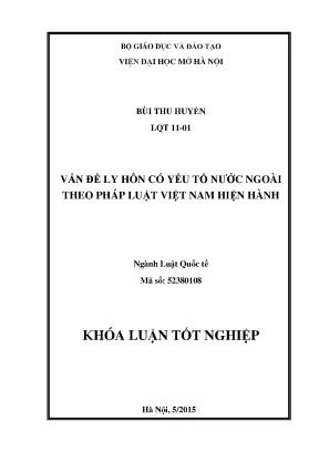 Vấn đề ly hôn có yếu tố nước ngoài theo pháp luật việt nam hiện hành