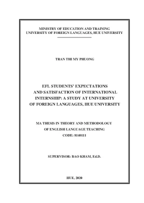 Efl students expectations and satisfaction of international internship a study at university of foreign languages hue university