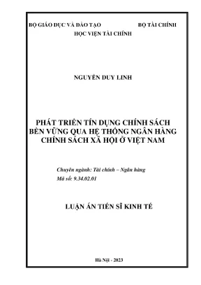 Phát triển tín dụng chính sách bền vững qua hệ thống ngân hàng chính sách xã hội ở việt nam