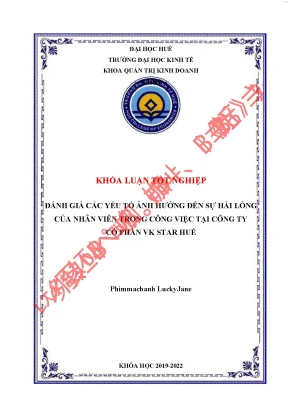 Đánh giá các yếu tố ảnh hưởng đến sự hài lòng của nhân viên trong công việc tại công ty cổ phần vkstar huế
