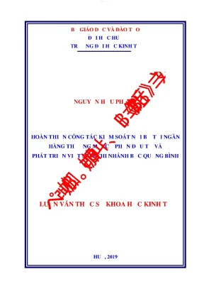 Hoàn thiện công tác kiểm soát nội bộ tại ngân hàng tmcp đầu tư và phát triển việt nam chi nhánh bắc quảng bình