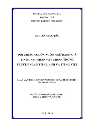 Đối chiếu nguồn ngôn ngữ đánh giá tình cảm nhân vật chính trong truyện ngắn tiếng anh và tiếng việt
