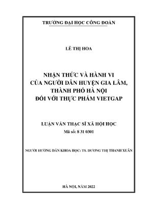 Nhận thức và hành vi của người dân huyện gia lâm thành phố 2