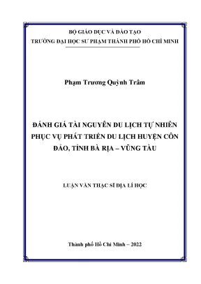 Đánh giá tài nguyên du lịch tự nhiên phục vụ phát triển du lịch huyện côn đảo tỉnh bà rịa vũng tàu