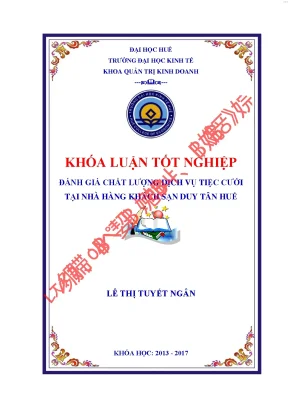 Đánh giá chất lượng dịch vụ tiệc cưới tại nhà hàng khách sạn duy tân huế