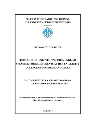 The use conneced speech in english speaking for efl students at hue univesrsity college of foreign languages