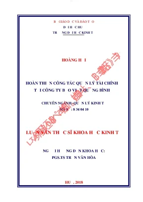Hoàn thiện công tác quản lý tài chính tại công ty bảo việt quảng bình
