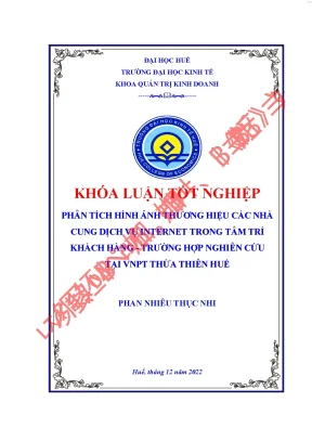 Phân tích hình ảnh thương hiệu các nhà cung dịch vụ internet trong tâm trí khách hàng trường hợp nghiên cứu tại vnpt thừa thiên huế