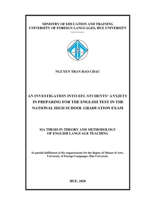 An investigation into efl students anxiety in preparing for the engligh test in the national high school graduation exam