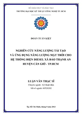 Nghiên cứu về năng lượng tái tạo và ứng dụng năng lượng mặt trời cho hệ thống điện diesel xã đảo thạnh an huyện cần giờ tp hcm