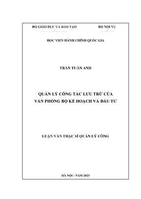 Quản lý công tác lưu trữ của văn phòng bộ kế hoạch và đầu tư
