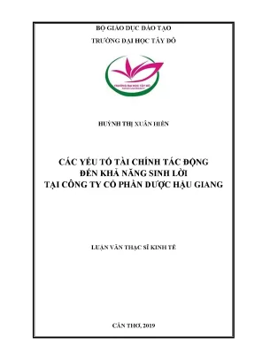 Các yếu tố tài chính tác động đến khả năng sinh lời tại công ty cổ phần dược hậu giang