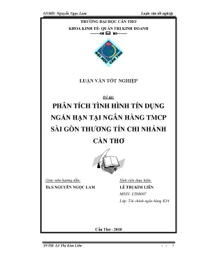 Phân tích tình hình tín dụngngắn hạn tại ngân hàng tmcpsài gòn thương tín chi nhánhcần thơ