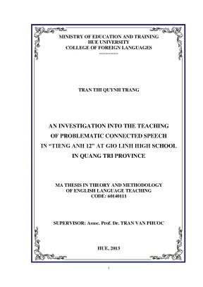 An investigation into the teaching of problematic connected speech in tieng anh 10 at gio linh high school in quang tri province
