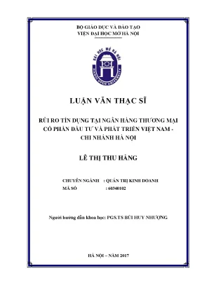Rủi ro tín dụng tại ngân hàng thương mại cổ phần đầu tư và phát triển việt nam