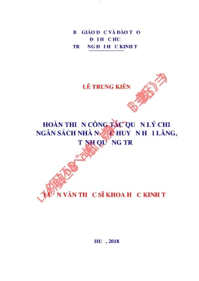 Hoàn thiện công tác quản lý chi ngân sách nhà nước huyện hải lăng tỉnh quảng trị