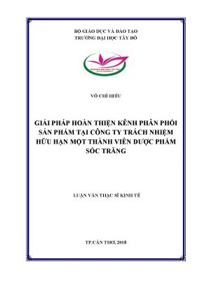 Giải pháp hoàn thiện kênh phân phối sản phẩm tại công ty trách nhiệm hữu hạn một thành viên dược phẩm sóc trăng