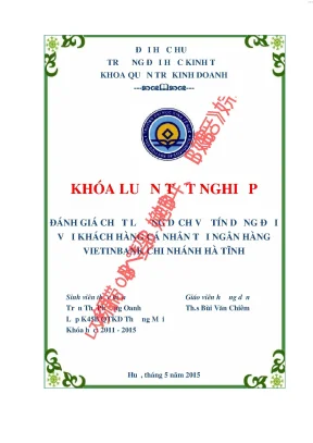 Đánh giá chất lượng dịch vụ tín dụng đối với khách hàng cá nhân tại ngân hàng vietinbank chi nhánh hà tĩnh