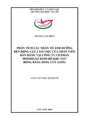 Phân tích các nhân tố ảnh hưởng đến động lực làm việc của nhân viên bán hàng tại công ty cổ phần mondelez kinh đô khu vực đồng bằng sông cửu long